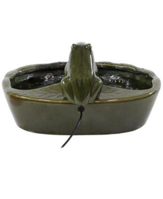 Ceramic Frog 7-Inch Outdoor Solar Fountain - Submersible Pump - Soothing Water Sounds - Glazed Green Finish