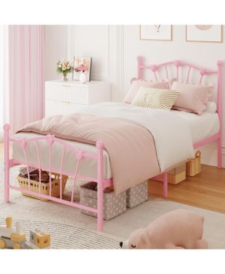 Twin Bed Frame, Twin Bed Frame with Heart Shaped Headboard and Tailboard