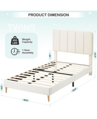 Twin Bed Frame for Boys & Girls, Upholstered Platform Bed Frame