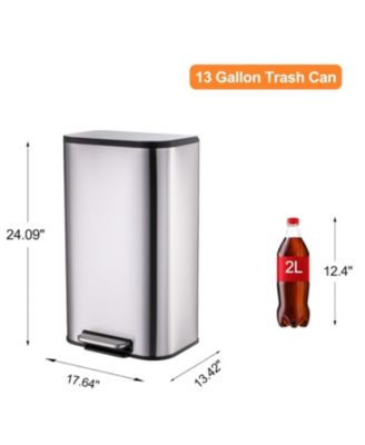 Kitchen Trash Can, Stainless Steel 50 Liter / 13 Gallon Garbage Can