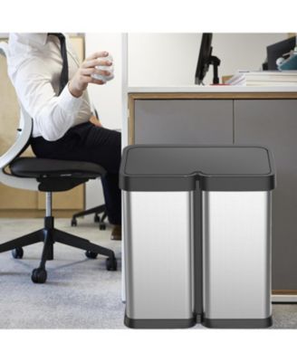 16 Gallon Automatic Trash Can, 30L+30L Stainless Steel Dual Garbage &amp; Recycle Bin