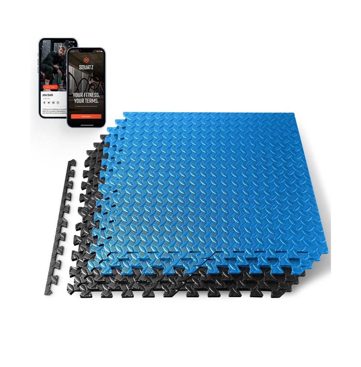 6-Piece Puzzle Exercise Mat, Eva Foam Tiles, Blue/Black - Blue