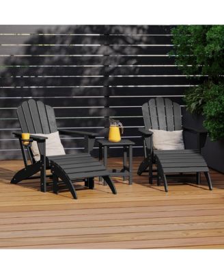 5-Piece Adirondack Chair with Folding Ottoman and Table Set