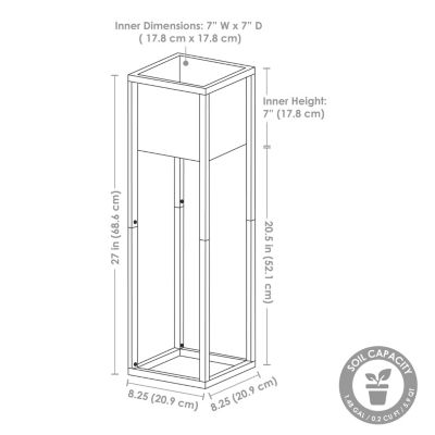 Modern Simplicity 8.25" Square Cold-Rolled Steel Outdoor Elevated Planter - Set of 2