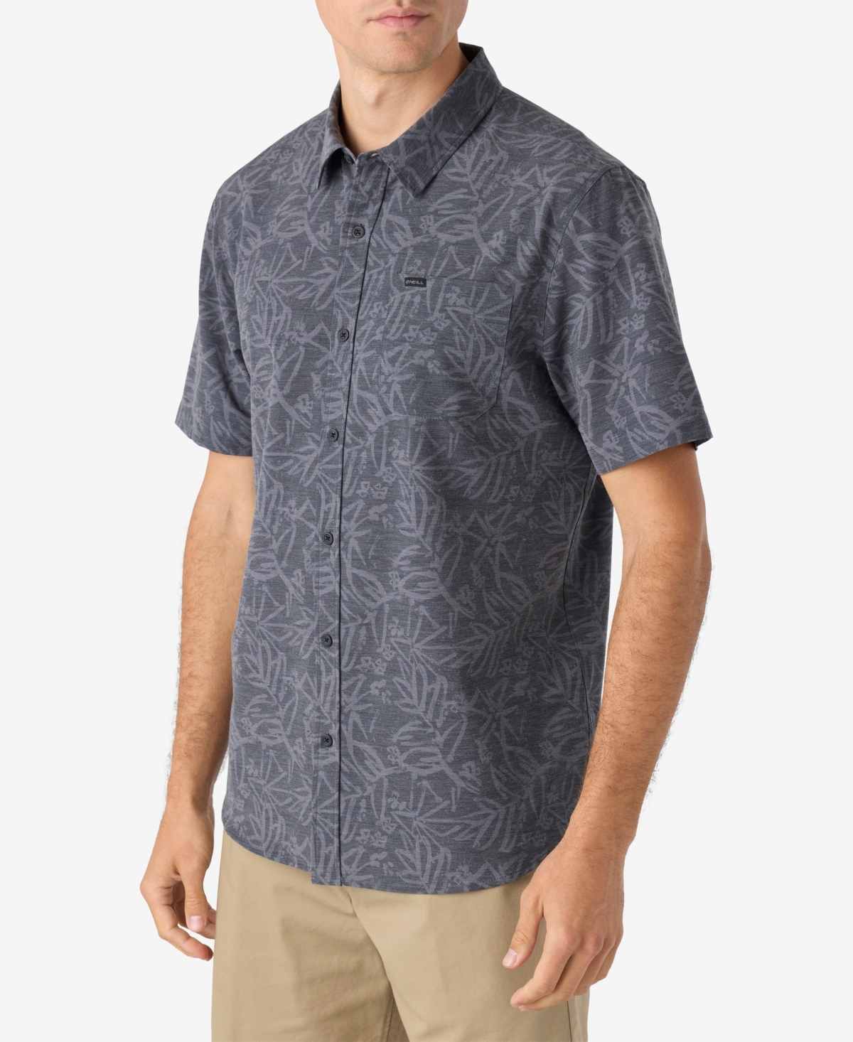 O'neill Men's Trvlr Short Sleeve Printed Button-front Performance Shirt In Graphite