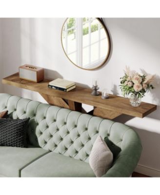 70.9 Inches Long Sofa Table Behind Couch, Farmhouse Console Entry Table with Wooden Geometric Base for Entryway, Living Room