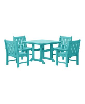 5-Piece HDPE Outdoor Patio Chair and Square Table Dining Set
