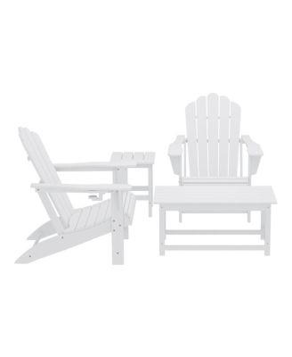 4-Piece Adirondack Chairs with Cup Holders and Table Set