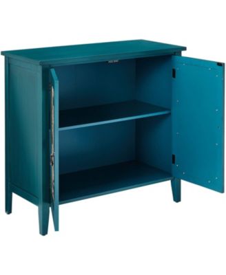 1 Pc Wood Mirrored Panel Adjustable Shelf 2-Door Accent Cabinet