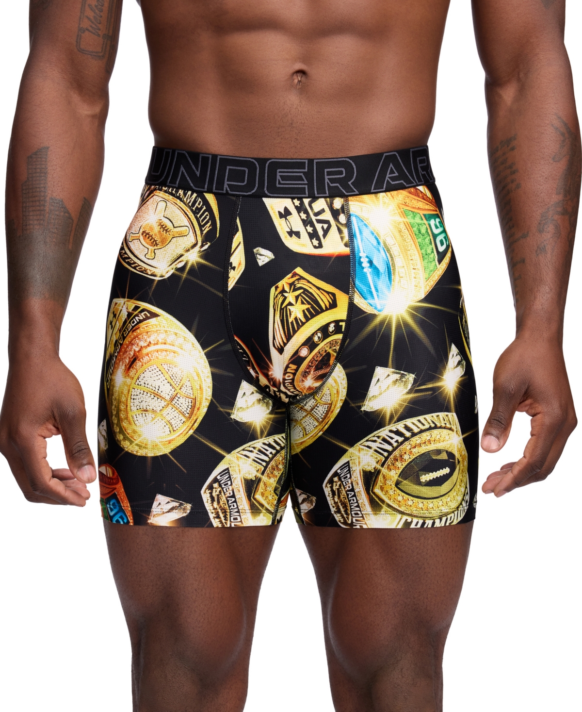 Men's Performance Tech Mesh Graphic 6" Boxer Briefs - Black/gold