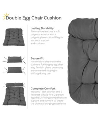 Outdoor Andrei Double Egg Chair Replacement Cushion Set with Pillows and Seat Cushion - Dark Gray