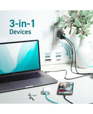 GaN USB-C Charger, 65W Power Delivery 3.0 Fast Charger, Compact and Efficient Wall Adapter for Smartphones, Laptops.