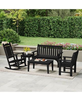 5-Piece HDPE Outdoor Patio Furniture Couch and Rocking Chair Set