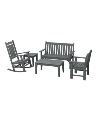 5-Piece HDPE Outdoor Patio Furniture Couch and Rocking Chair Set