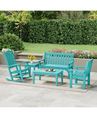 5-Piece HDPE Outdoor Patio Furniture Couch and Rocking Chair Set