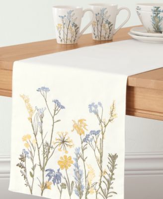 Wildflowers Border Embroidered Runner, 14" x 90"