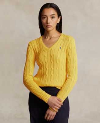Polo Ralph Lauren - Women's Cable-Knit Cotton V-Neck Sweater