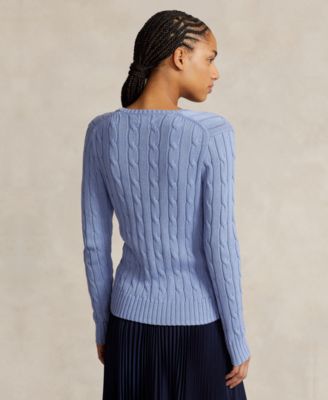 Women's Cable-Knit Cotton V-Neck Sweater