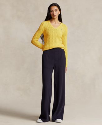 Women's Cable-Knit Cotton V-Neck Sweater