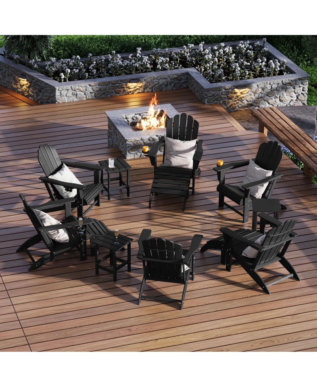 WestinTrends 12-Piece Hdpe Outdoor Patio Furniture Adirondack Chair Conversation Table Set