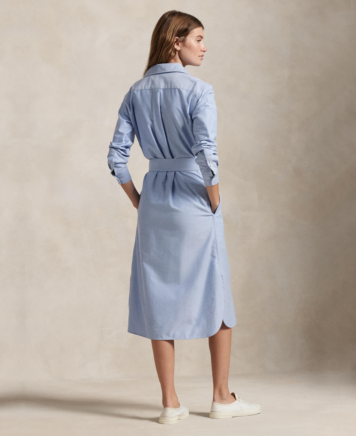 Polo Ralph Lauren Women's Belted Cotton Oxford Shirtdress In Blue
