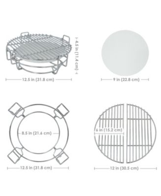 Half Moon Cooking Grate with Ceramic Deflector Plate for 15&amp;#x22; Kamado Egg Grills - 12.5&amp;#x22;