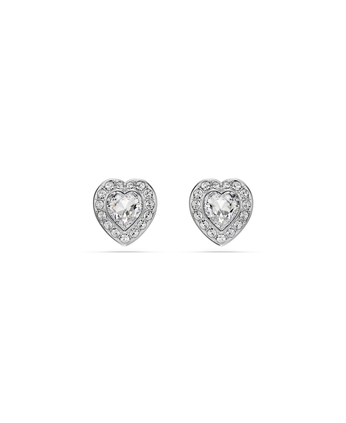 Swarovski X Ariana Grande Rhodium Plated Heart Mixed Cuts Stud Earrings In Silver
