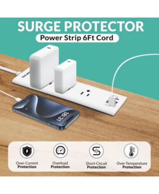 30W Wall Outlet, 1.8 Meter AC Plug, 1 USB-C, 2 USB-A, OCP Switch, 110-220V, Safe and Durable for Home