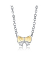 Rachel Glauber Two-Tone Graceful Bond Bow Tie Necklace - White