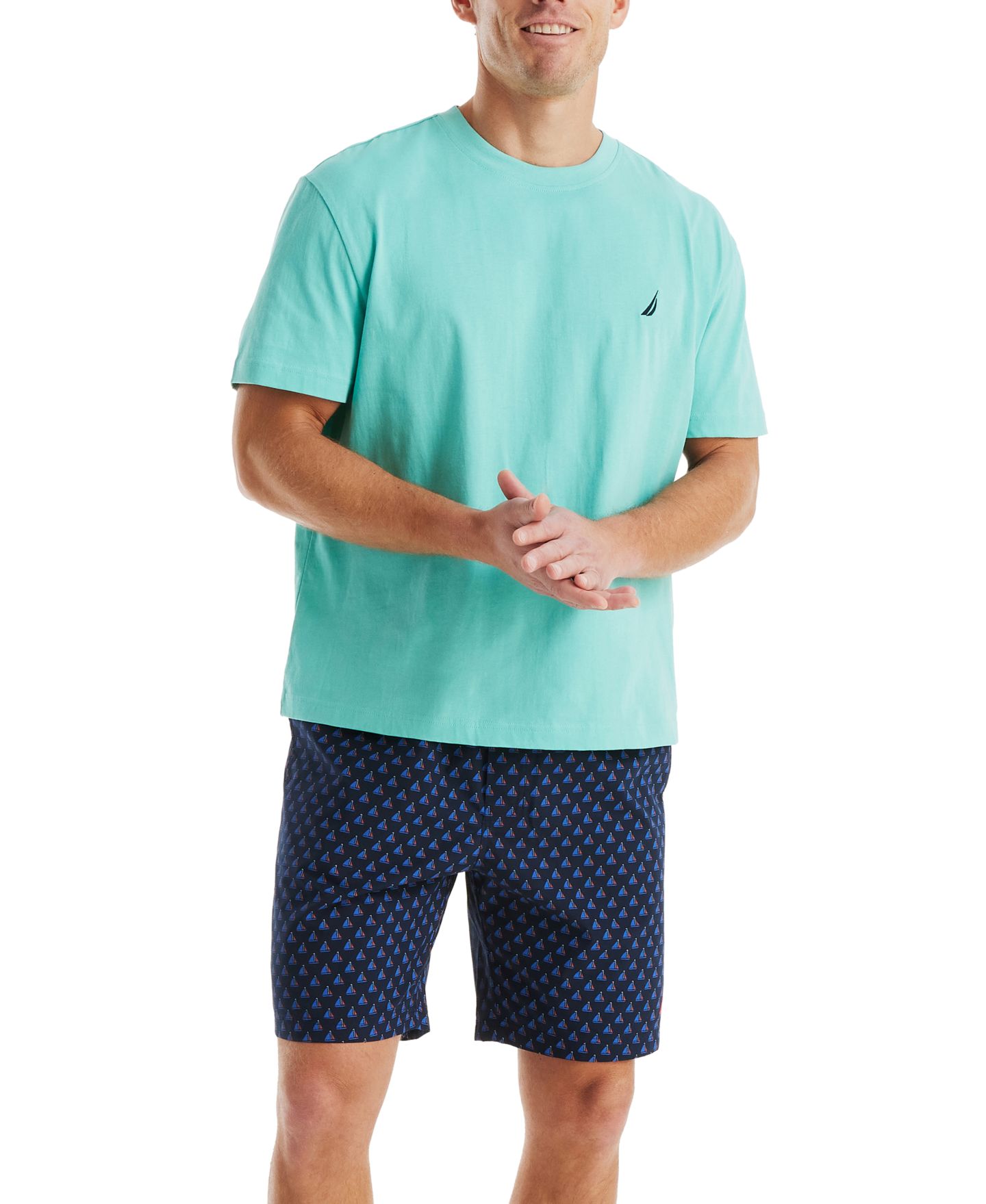 Мужская футболка Nautica Short Sleeve Sleep T-Shirt, цвет: Аквамариновый — фото 2