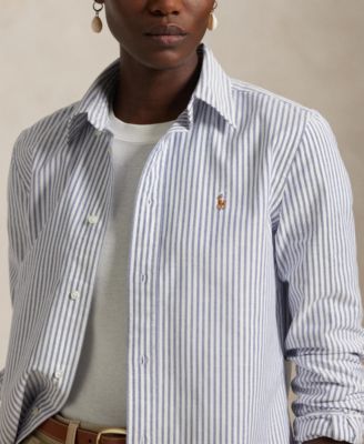 Women's Stretch Slim Fit Striped Oxford Shirt