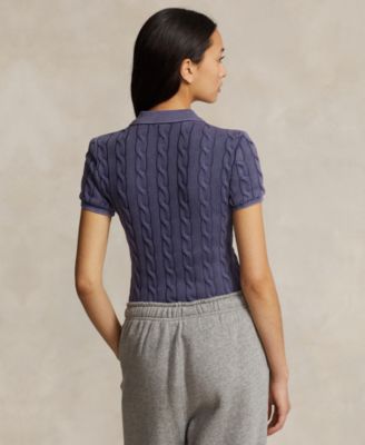 Women's Cable-Knit Polo Shirt