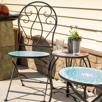 Mosaic Tile Bistro Chair with Iron Frame - Multicolor - 2-Pack