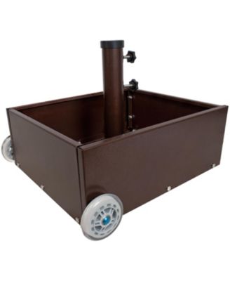 Rolling Outdoor Umbrella Base with Fillable Planter for Umbrellas with 2" Diameter Poles