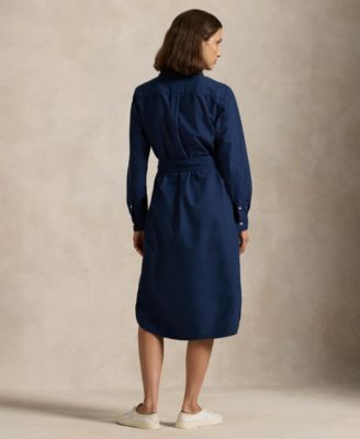 Women's Belted Cotton Oxford Shirtdress