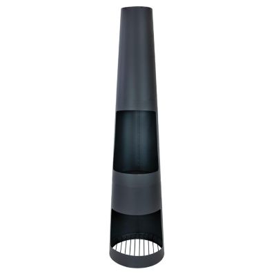 Steel Chiminea with Built-In Log Holder - Black - 59" H