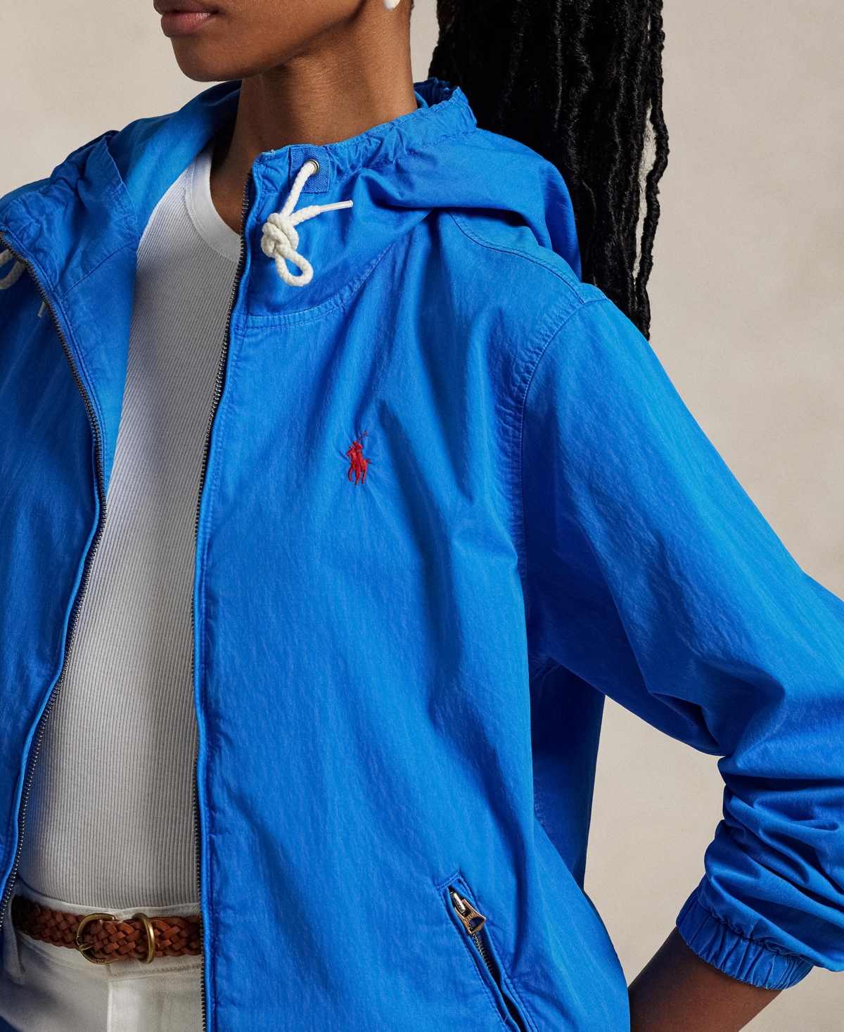 Polo Ralph Lauren Twill Hooded Jacket In Blue