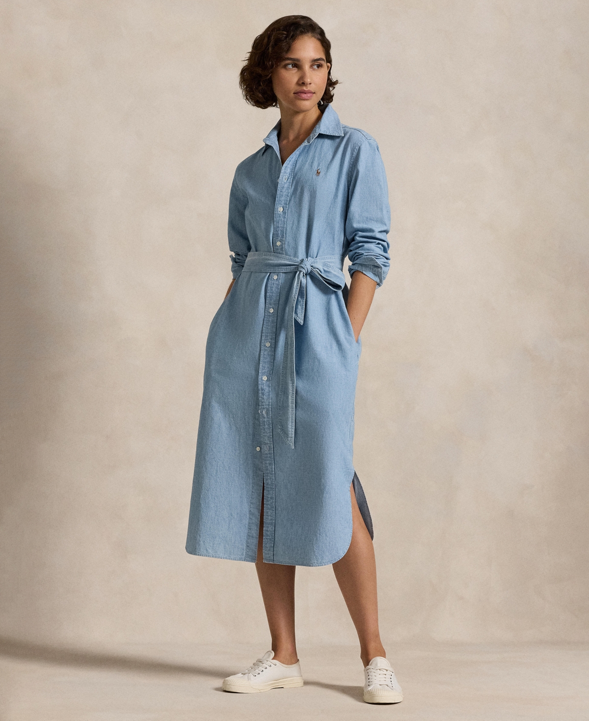 POLO RALPH LAUREN WOMEN'S BELTED COTTON OXFORD SHIRTDRESS 