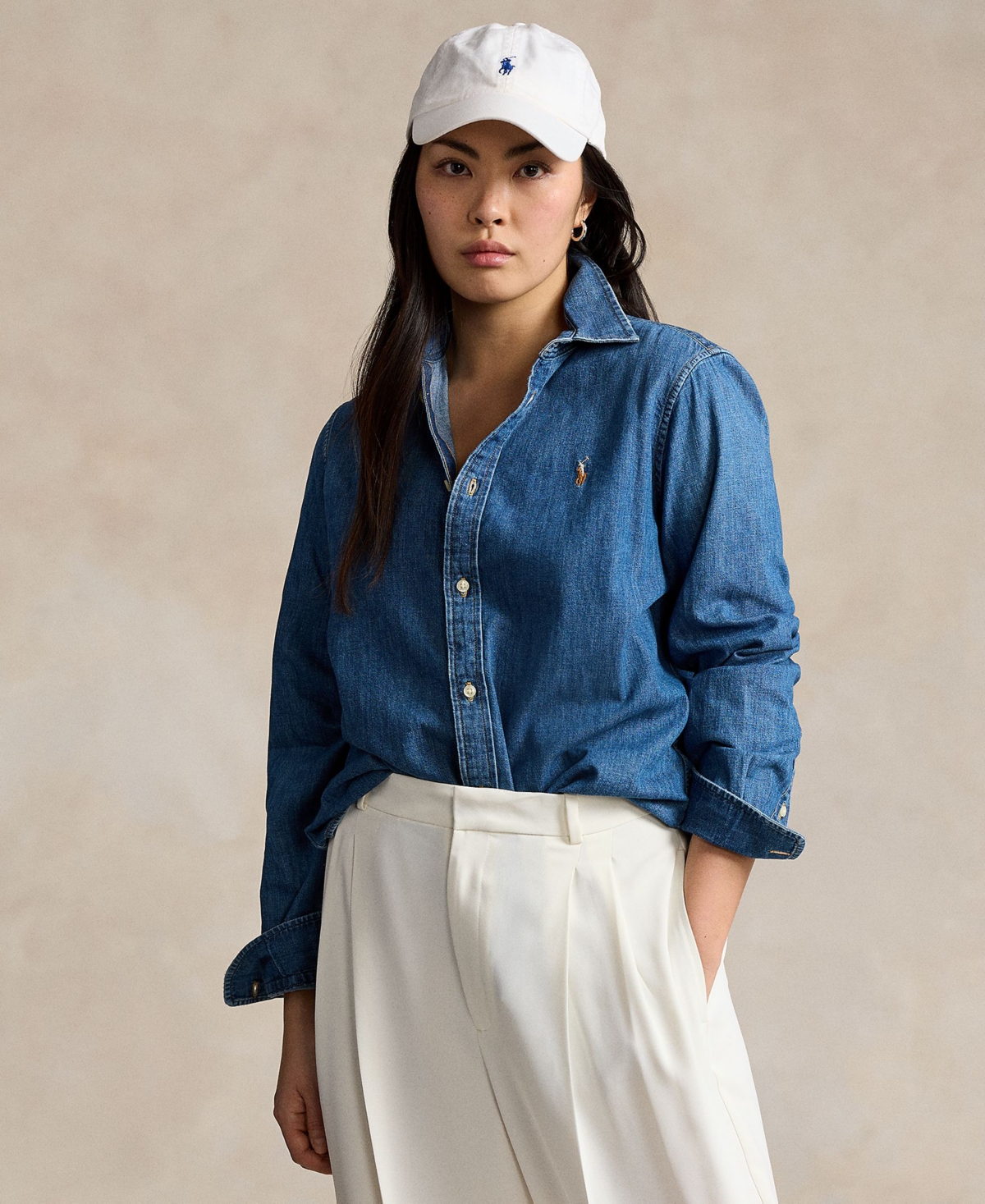 Shop Polo Ralph Lauren Women's Slim-fit Denim Shirt In Merced Wash