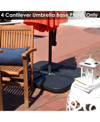 4-Piece Cantilever Umbrella Base Plates Set -For Cross-Style Bases - Fill with Sand or Water - Black