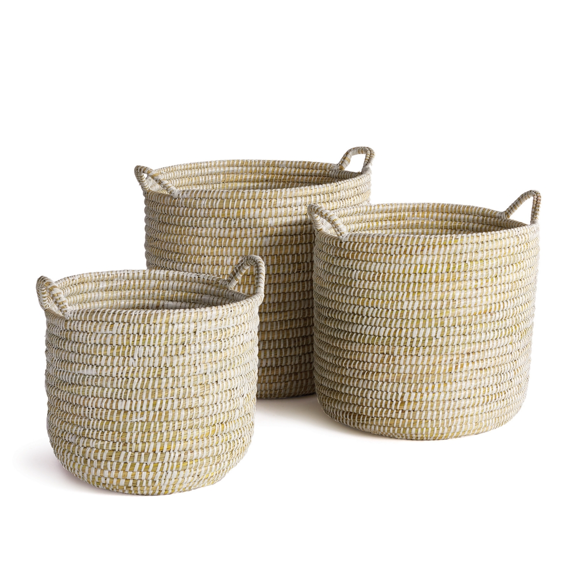 Rivergrass Round Baskets With Handles Set of 3 - White