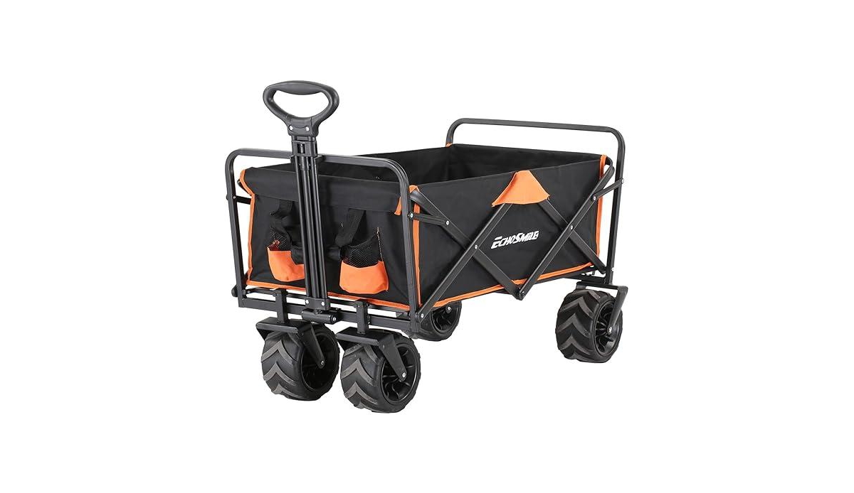 Heavy Duty 350 Lbs Capacity Collapsible Wagon, Outdoor Folding Camping Grocery Portable Utility Cart, Adjustable Rolling Carts, All Terrain