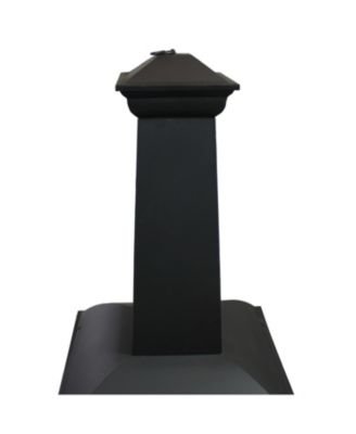 Outdoor Backyard Patio Steel 360-Degree View Wood-Burning Fire Pit Chiminea with Wood Grate and Poker - 57" - Black