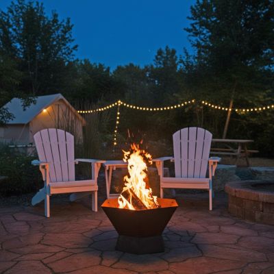 Outdoor Camping or Backyard Hexagon Rustic Affinity Fire Pit Bowl on Pedestal Stand - 23" - Oxidized Rust