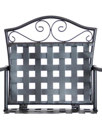 Outdoor Wrought Iron Scrolling Bar Chairs - 20.25" W x 22" D x 47.5" H - Black - 2-Pack