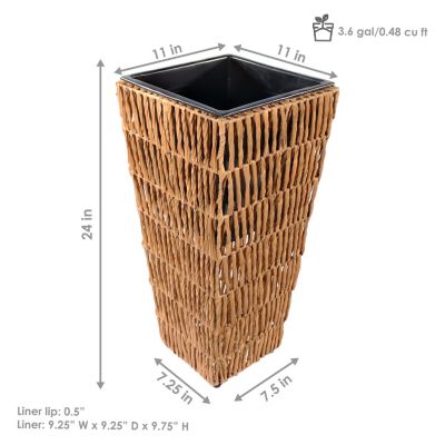 Indoor/Outdoor Hyacinth Poly-Wicker Tall Planters - 2pk - 11"