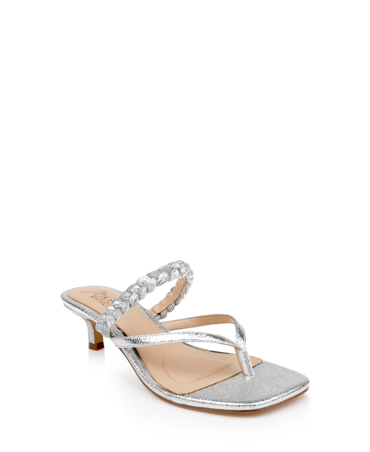 Jewel Badgley Mischka Women's Nadya Kitten Heel Sandals In Silver Metallic