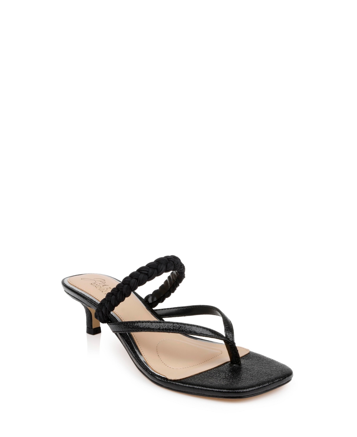 Jewel Badgley Mischka Nadya Kitten Heel Flip Flop In Black Metallic