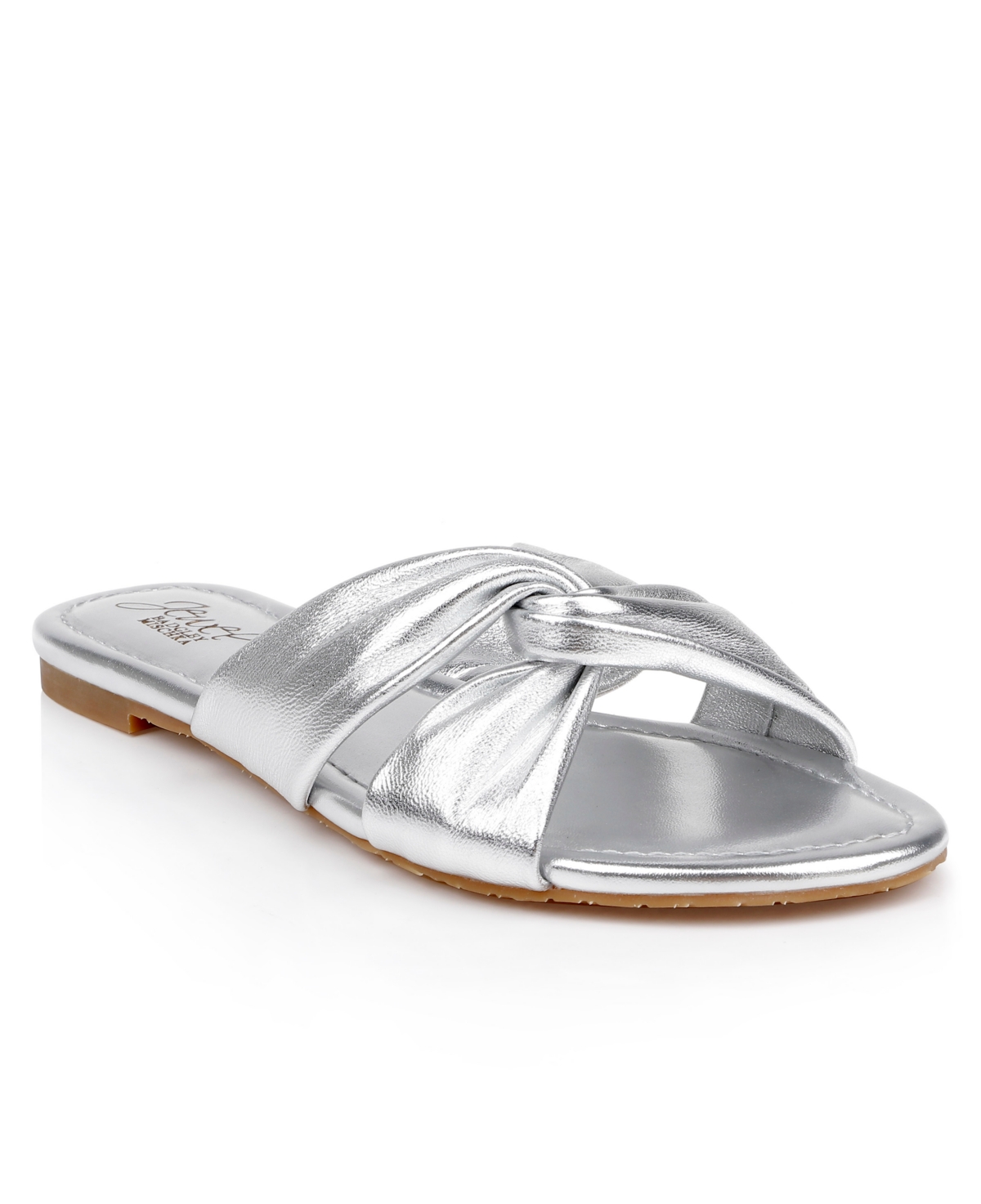 Jewel Badgley Mischka Women's Nicolet Flat Slide Sandals In Silver Leather