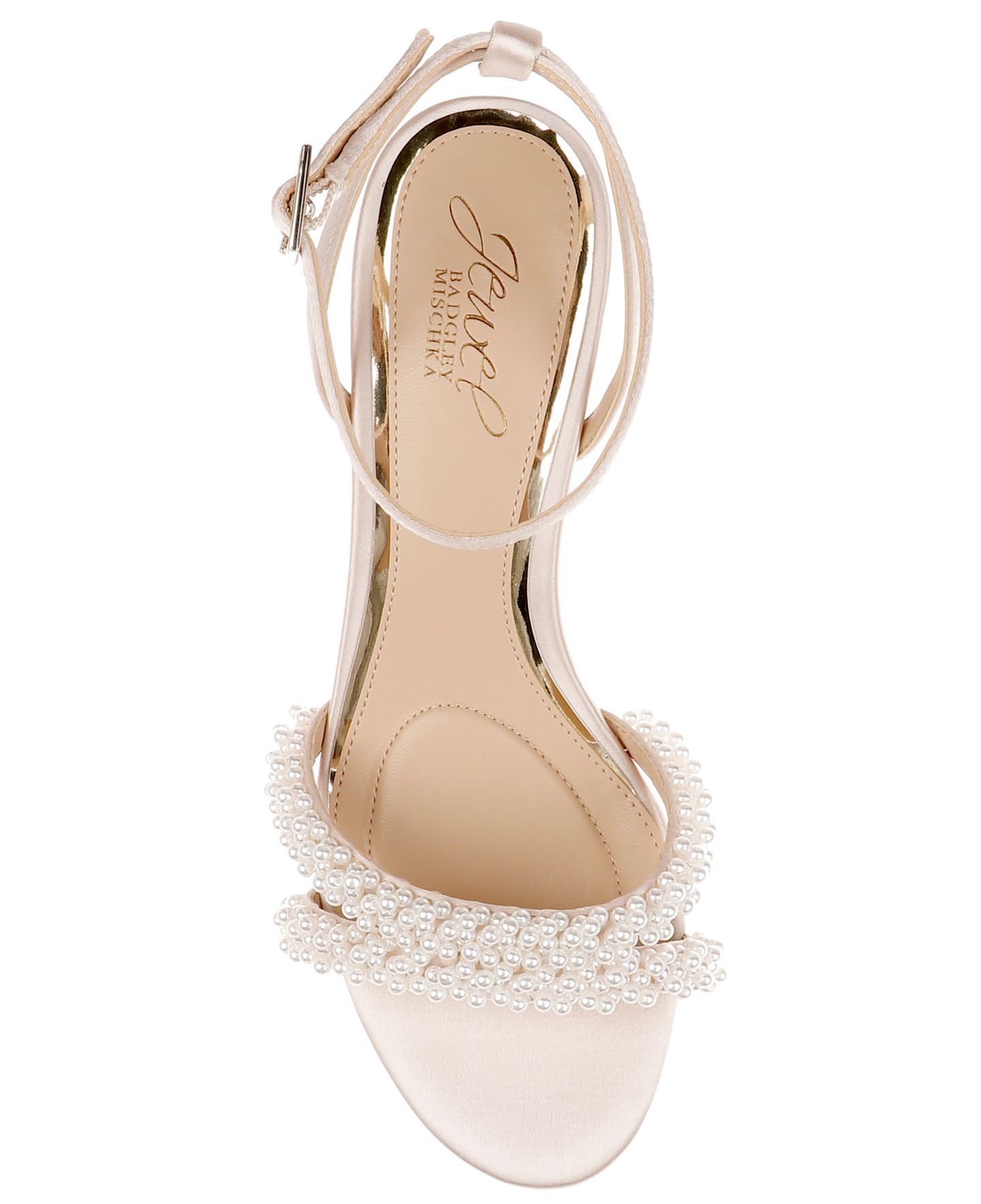 Женские сандалии Jewel Badgley Mischka Ninnette Block Heel, цвет: Шампань атласный — фото 4